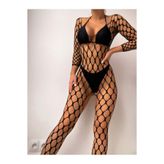 Doğu Collection Kadın Fantezi Takım File Detaylı Dantelli Gece Kıyafeti Özel Kostüm Fantezi Seksi Vücut Çorabı Body