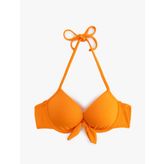 Dokulu Boyundan Bağlamalı Push-Up Bikini Üstü