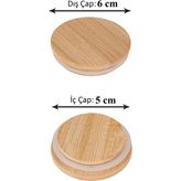Dolkin Home Bambu Kavanoz Kapağı 4 Adet - Vakum Kapak 6 cm Baharatık Kapağı - Ahşap