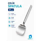 DolphFin 31 cm Paslanmaz Çelik Servis Spatulası Uzun Saplı Geniş Ağızlı Mutfak Spatulası