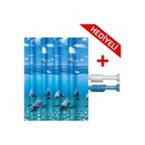Dolphin Duş,Banyo Perdesi 180x200 Banyo Askısı Hediye