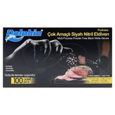 Dolphin Nitril Eldiven Pudrasız Siyah Small 100'lü