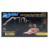 Dolphin Siyah Nitril Pudrasız Eldiven 100'lü - MEDİUM