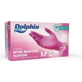 Dolphin Tek Kullanımlık Pembe Nitril Eldiven - Muayne Eldiveni Medium Orta Boy - 100'lü Paket