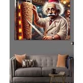 Döner Ustası Einstein Dekoratif Kanvas - Mdf Ahşap Tablo