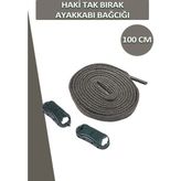 Dopar Dopar Elastik Esnek Akıllı Kilit Tak Bırak Ayakkabı Bağcığı 100 cm - Haki