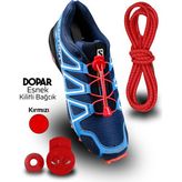Dopar Elastik Akıllı Kilitli Esnek Ayakkabı Bağcığı 100CM 1 Çift - Kırmızı