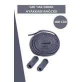 Dopar Gri Elastik Akıllı Esnek Bağcık Tak Bırak Ayakkabı Bağcığı 1 Çift 100cm