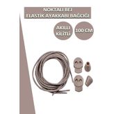 Dopar Lucky Bej Akıllı Kilitli Ayakkabı Bağcığı Elastik Noktalı Bağcık 100 Cm