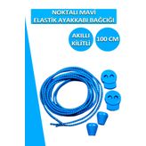 Dopar Mavi Elastik Esnek Ayakkabı Bağcığı Akıllı Kilitli Bağcık 100cm 1 Çift