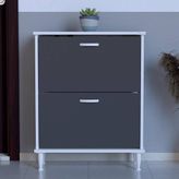 Dora Ayaklı Kapı Önü 72 x 90 x 26 Cm’ Lik 2 Düşer Kapak 4 Göz Bölmeli Ayakkabılık - Beyaz - Antrasit