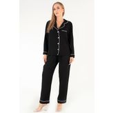 DoReMi Uzun Kollu Siyah Kadın Pijama Takım
