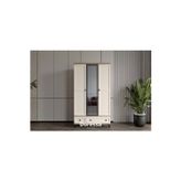 Doressa Home Duns Walnut 3 Kapılı Camlı Gardırop