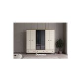 Doressa Home Risk Walnut 6 Kapılı Camlı Gardırop