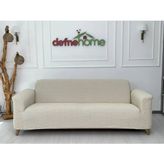 Döşemelik Kumaş Düz Keten Lastikli Kayma Yapmayan 3 Kişilik 1 Adet Büyük Kanepe Örtüsü - 180 x 230 cm - Krem