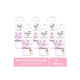 Dove Lotus 6x150 ml Kadın Sprey Deodorant