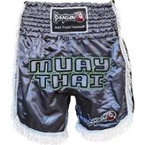 Dragondo MT3020 Apache Muaythai Şort Antrasit Püsküllü Şort Nakışlı Muay Thai Şortu