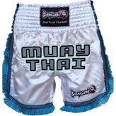 Dragondo Mt3020 Apache Muaythai Şort Beyaz Püsküllü Muay Thai Şortu