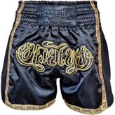 Dragondo MT3090 Muay Thai Şortu Nakışlı Muay Thai Şort - Siyah