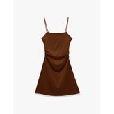 Drape Detaylı İnce Askılı Mini Bodycon Elbise