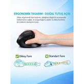 Dress Art D.art And Tech Ergonomik Dikey Kablosuz- Wireless Mouse | Bluetooth + 2.4g | Sessiz & Şarj Edilebilir - Siyah