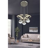 Dron 3 Renk Modern Sarkıt 4 Toplu LED Avize Powerled Ledli Avize - 2 - Krom