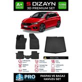 Drs Tuning Fiat Egea Hb 3D Pro Havuzlu Paspas ve Bagaj Havuzu Seti (2'li Set) 2015 Üzeri A+ Kalite