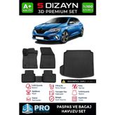 Drs Tuning S-Dizayn Renault Megane 4 Sedan 3D Pro Havuzlu Paspas ve Sol Kulak Paspas Bagaj Havuzu Seti (2'li SET) 2016-2021 A+ Kalite