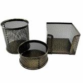 Drt 413 3 lü Simli Altın Masaüstü Kalemlik Set
