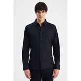 D'S Damat Ds Damat Slim Fit Siyah Örme Gömlek