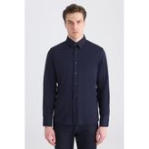 Ds Damat Slim Fit Lacivert Örme Gömlek