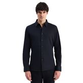 Ds Damat Slim Fit Siyah Örme Gömlek