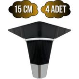 DS Yapı Irem Siyah Krom 15CM Plastik Ayak Mobilya Masa ve Dolap Ayağı(Siyah KROM)(15CM) - 15cm - 4 ADET