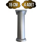 DS Yapı Plastik Gümüş Ayarlı Ayak Mobilya Masa ve Dolap AYAĞI(12CM - 15CM)(GÜMÜŞ - Gri) - 15cm - 4 ADET