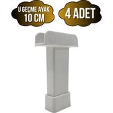 DS Yapı U Geçme Beyaz Plastik Ayarlı Ayak Mobilya Masa ve Dolap Ayağı(Beyaz)(6cm - 10CM) - 10cm - 4 ADET