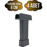 DS Yapı U Geçme Gri Plastik Ayarlı Ayak Mobilya Masa ve Dolap Ayağı(Gri)(6cm - 10CM) - 6cm - 4 ADET