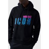 DSQUARED2 Erkek Kapüşonlu Regular Fit Sweatshirt, Siyah, M Beden