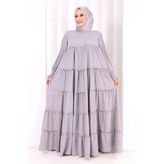 Dubai Katlı Salaş Elbise 6023 Gri