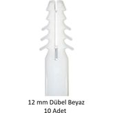 Dübel, 12 mm Beyaz Dübel, 10 Adet