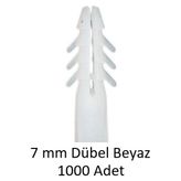 Dübel, 7 mm Beyaz Dübel, 1000 Adet