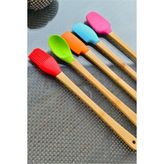 Duffa 5 Parça Bambu Silikon Spatula Kaşık Fırça Seti Bambu Mini Kaşık Spatula Fırça Seti Yüksek Kalite - Çok Renkli