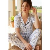Düğmeli Biyeli Viskon Örme Pijama Takım 26120763