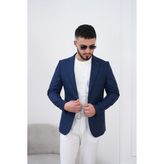 Dupont Classics Dupont Erkek Keten Slim Fit Blazer Ceket - 6 Drop Çift Yırtmaç Mono Yaka Spor Ceket - 48 - Lacivert