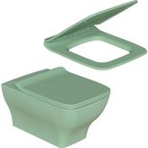 Dura Petra Cam Göbeği Asma Klozet Rimles Kanalsız ve Duroplast Yavaş Kapanır Kapak - Mavi