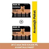 Duracell Alkalin AAA İnce Kalem Piller 20 adet
