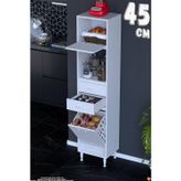 Duru 45 cm Çok Amaçlı Mutfak Dolabı Sepetli Kapaklı 2 Çekmeceli Dolap Banyo Kirli Çamaşır Dolabı