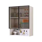 Duvar vitrini temperli cam kapılı – Slishly STO dolap, banyo, oturma odası, mutfak ve restoran ev dekorasyonu, gri-60 x 30 x 80 cm, gri-60 x 30 x 80 cm