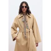 Düz Kapamalı Kaşe Kaban Camel - M - L