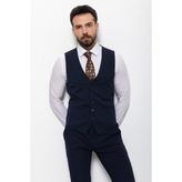 Düz Lacivert Renk Slim Fit Klasik Erkek Yelek - 50