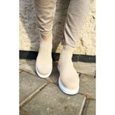 Düz Triko Erkek Sneaker Bot Krem